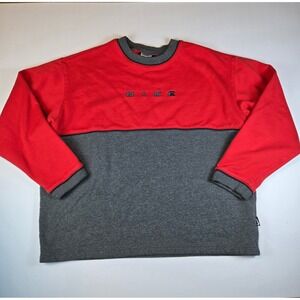 Vintage Y2K Nike Crewneck Sweatshirt Red Gray Color Block Embroidered Logo XL